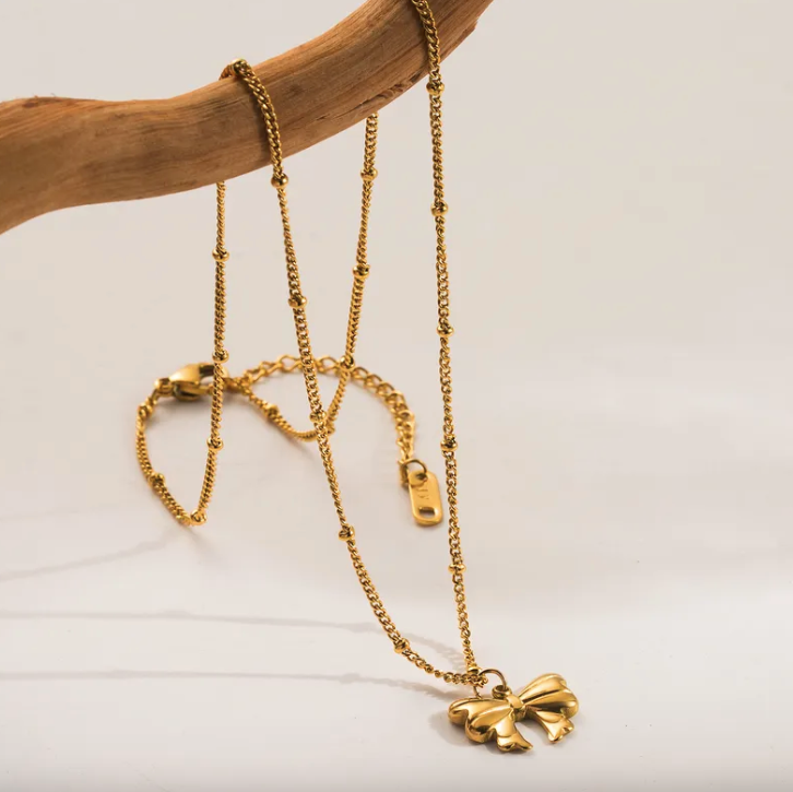 Beaded Bow Necklace
