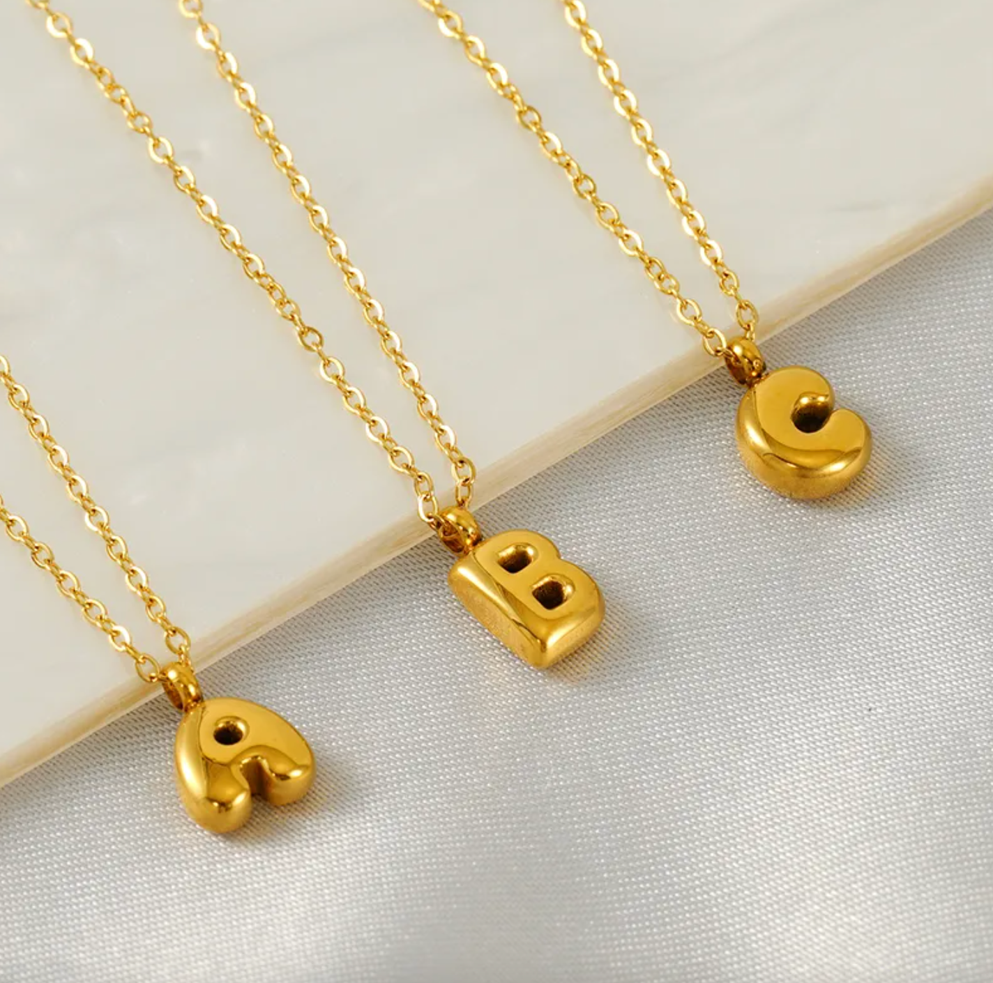 B - Tiny Bubble Letter Necklace