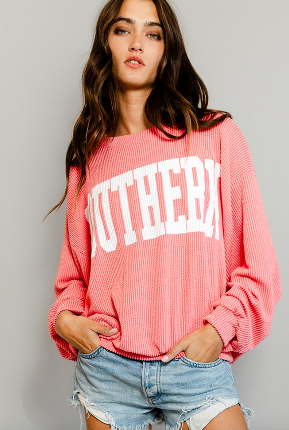 Southern Corded Sweatshirt Pink