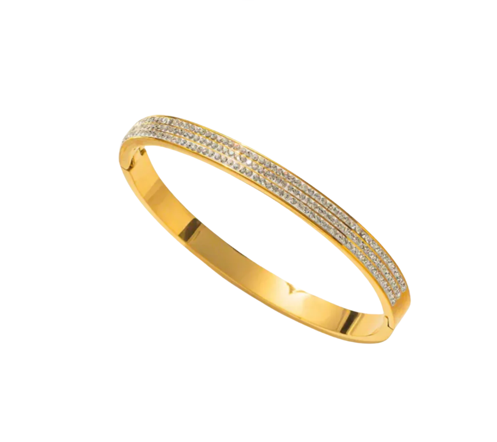 Triple Row Diamond Gold Bracelet