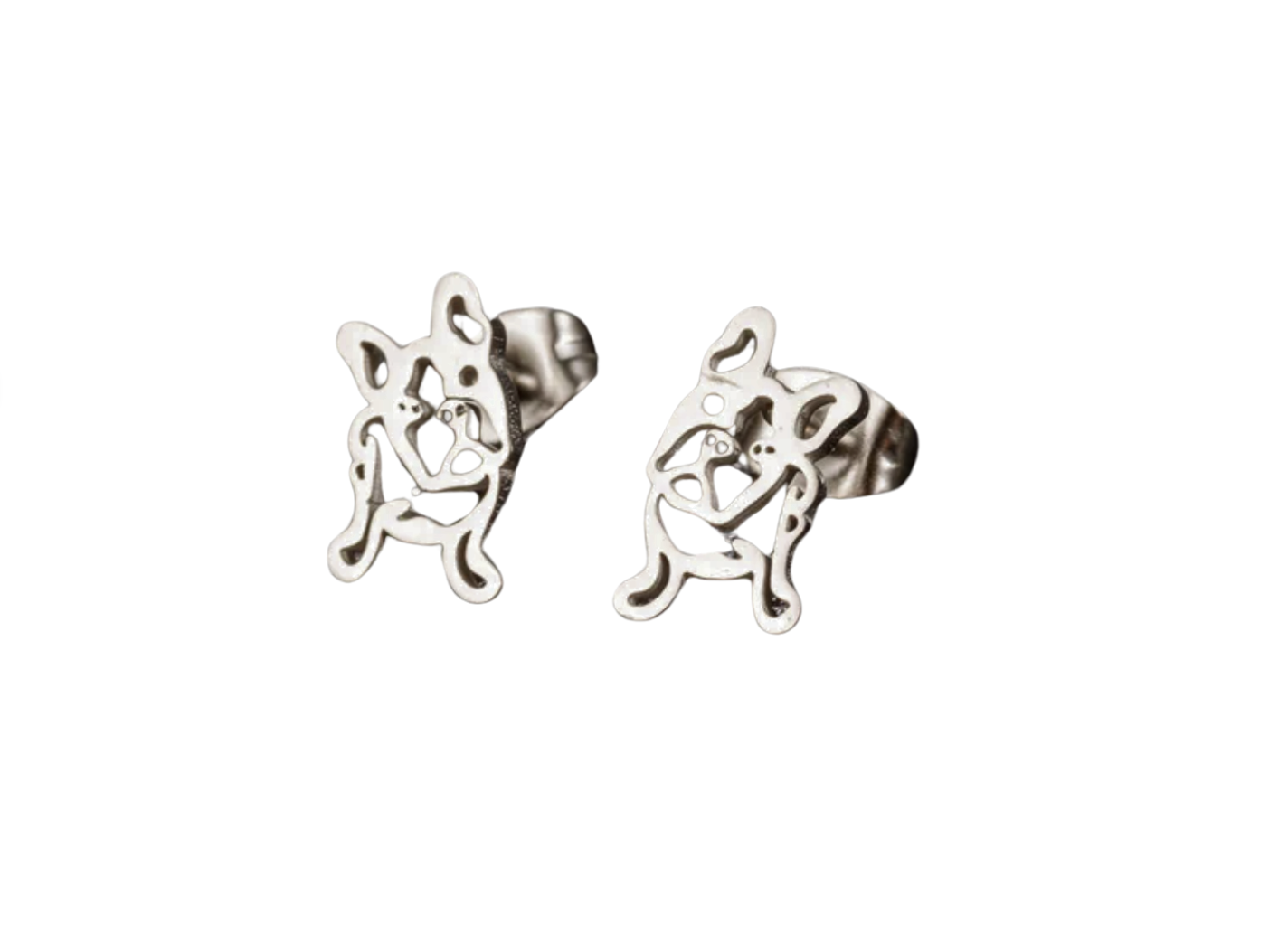 Silver Frenchie Earrings