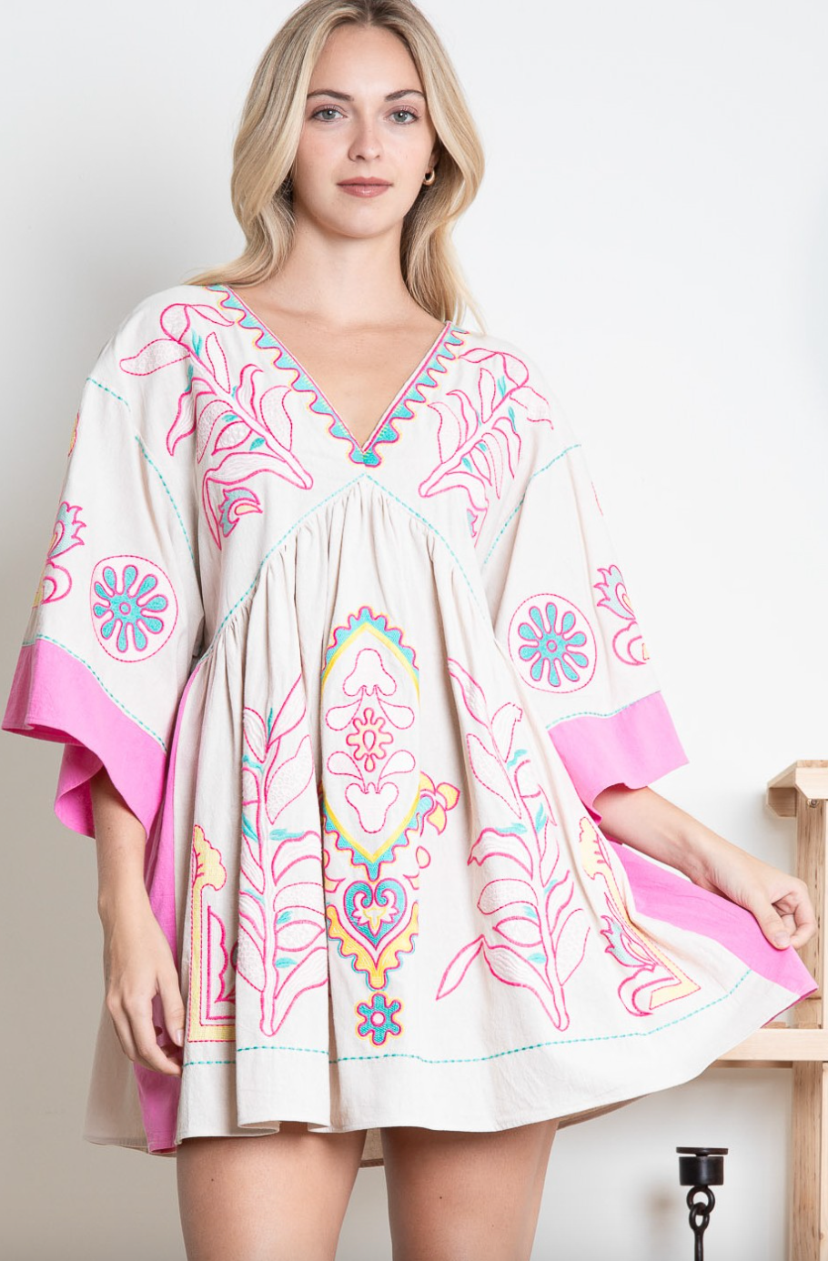 Pink Embroidered Mini