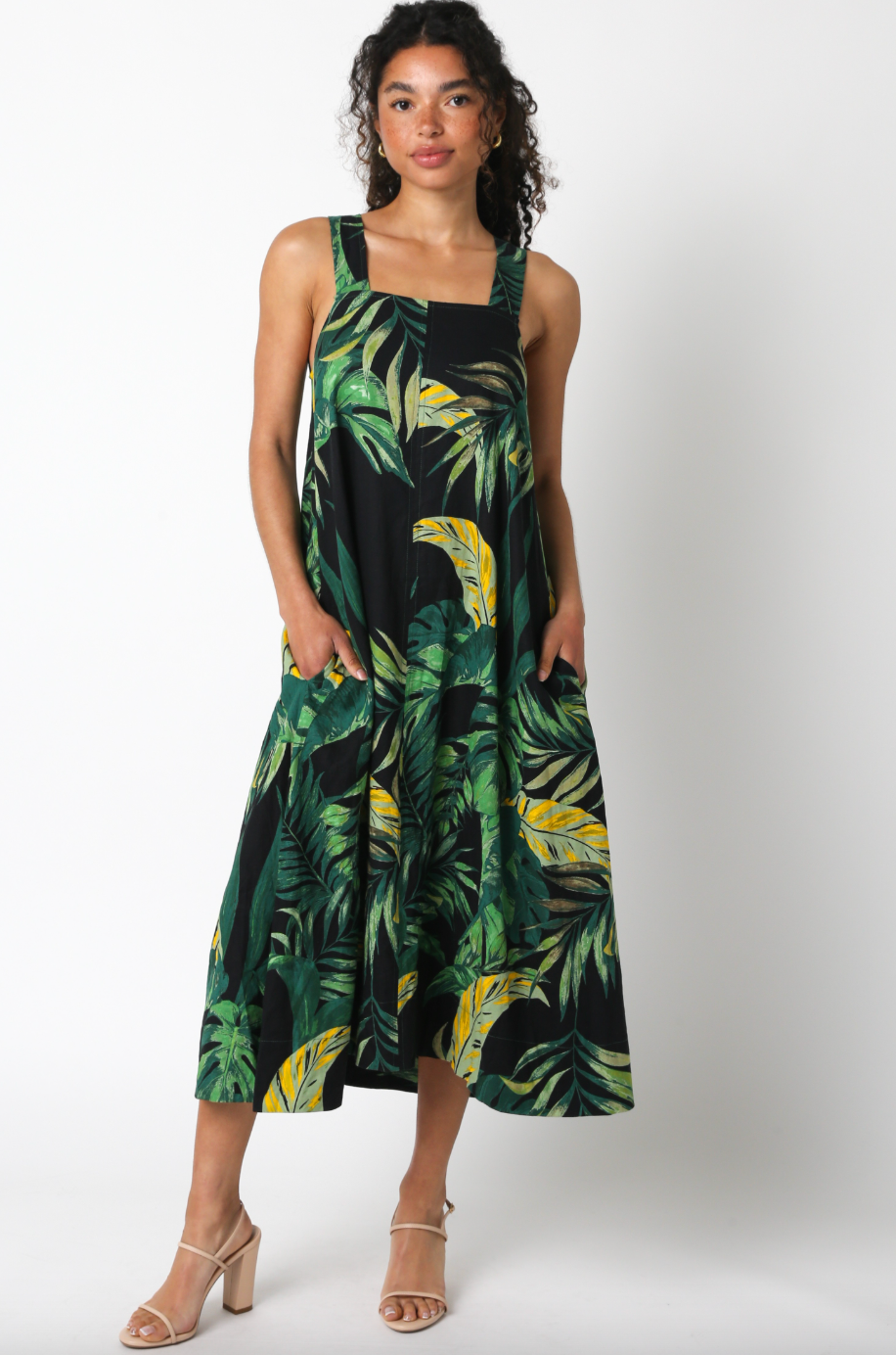 Dark Palm Midi Dress