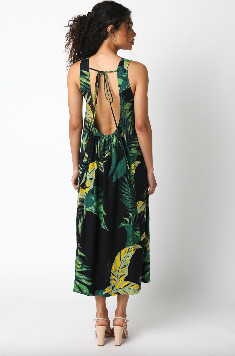 Dark Palm Midi Dress