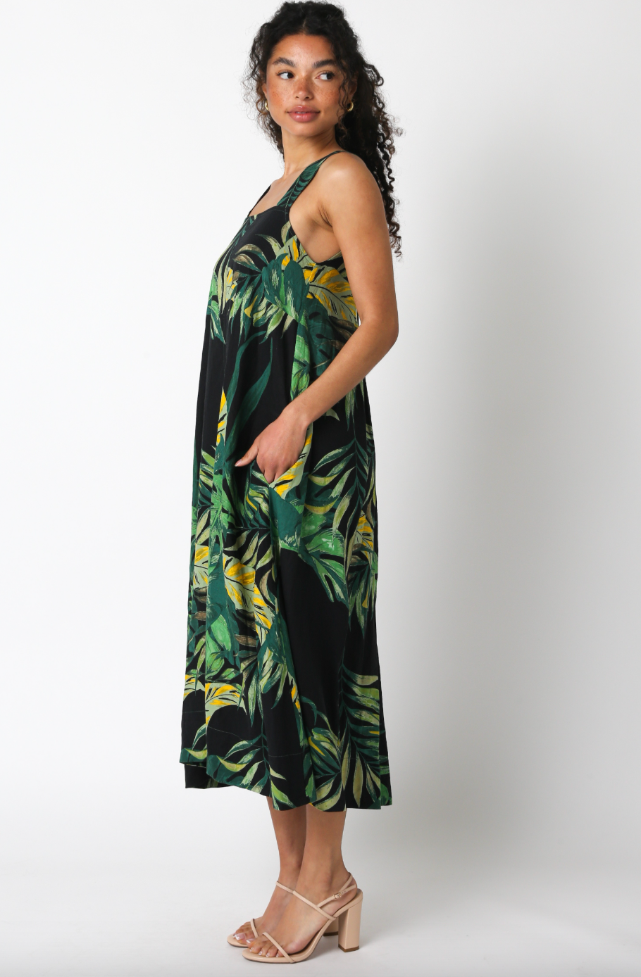 Dark Palm Midi Dress