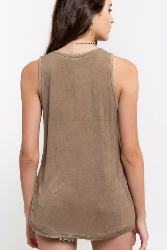 Moss Sequin Pocket Tank