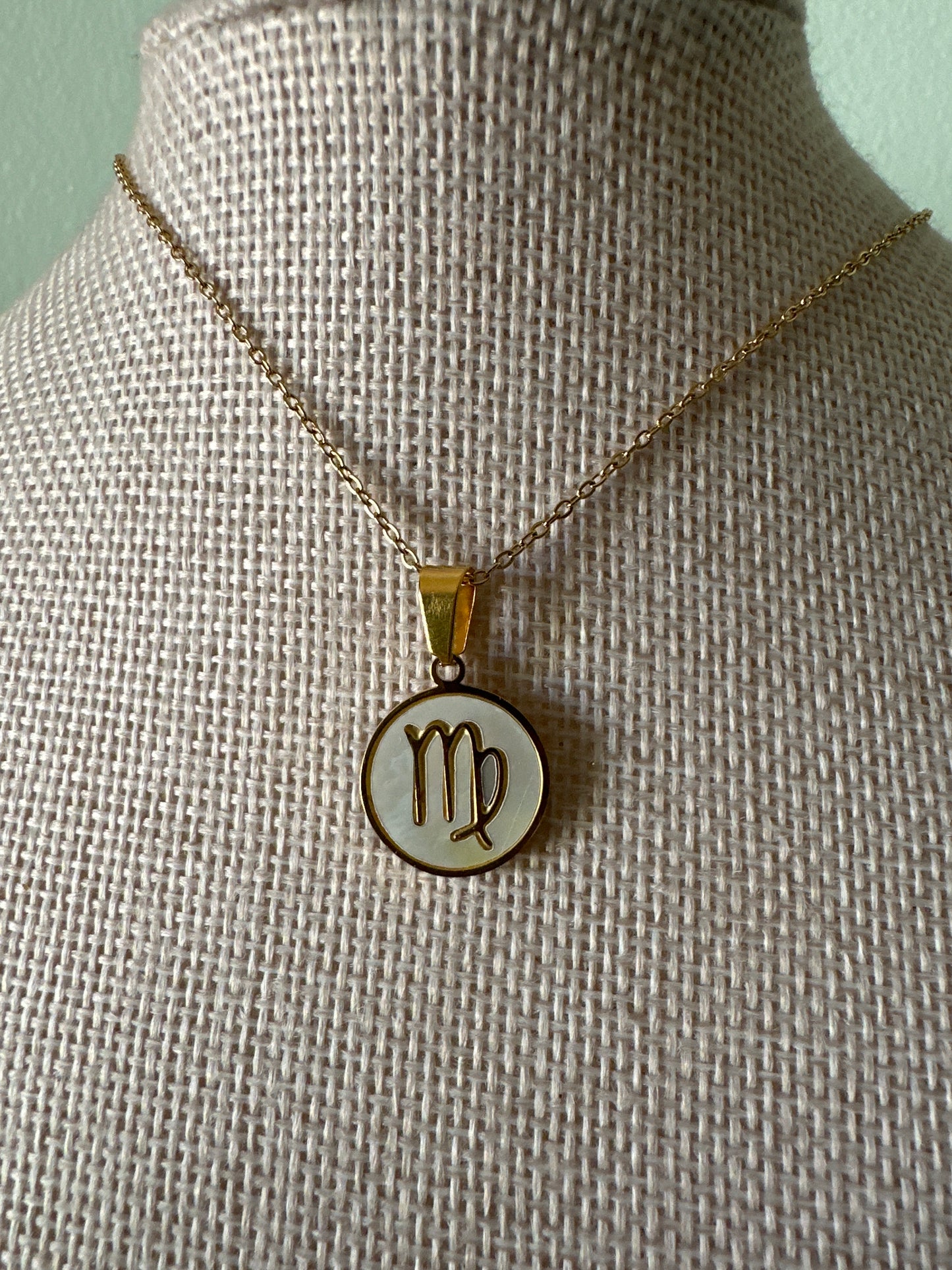 White Zodiac Round Necklace