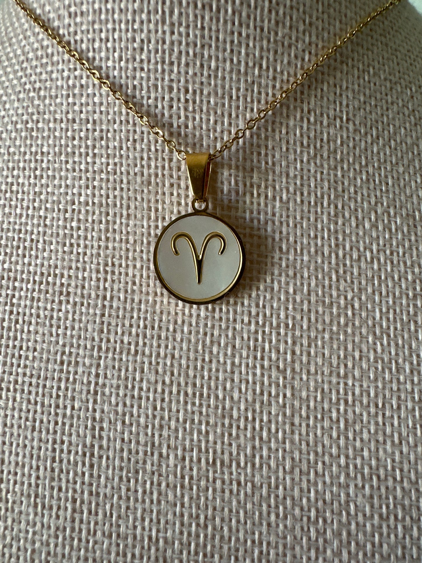 White Zodiac Round Necklace
