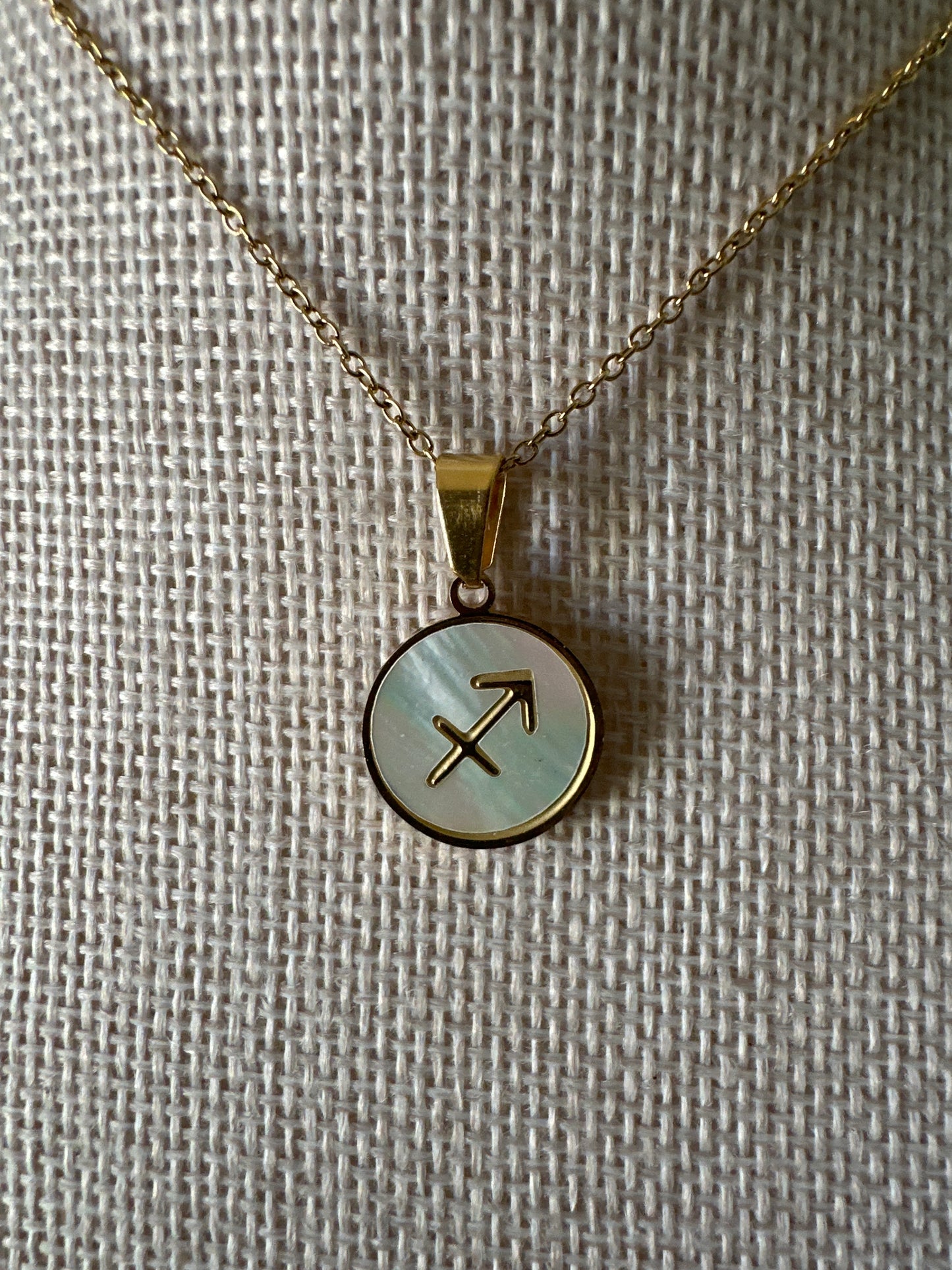 White Zodiac Round Necklace