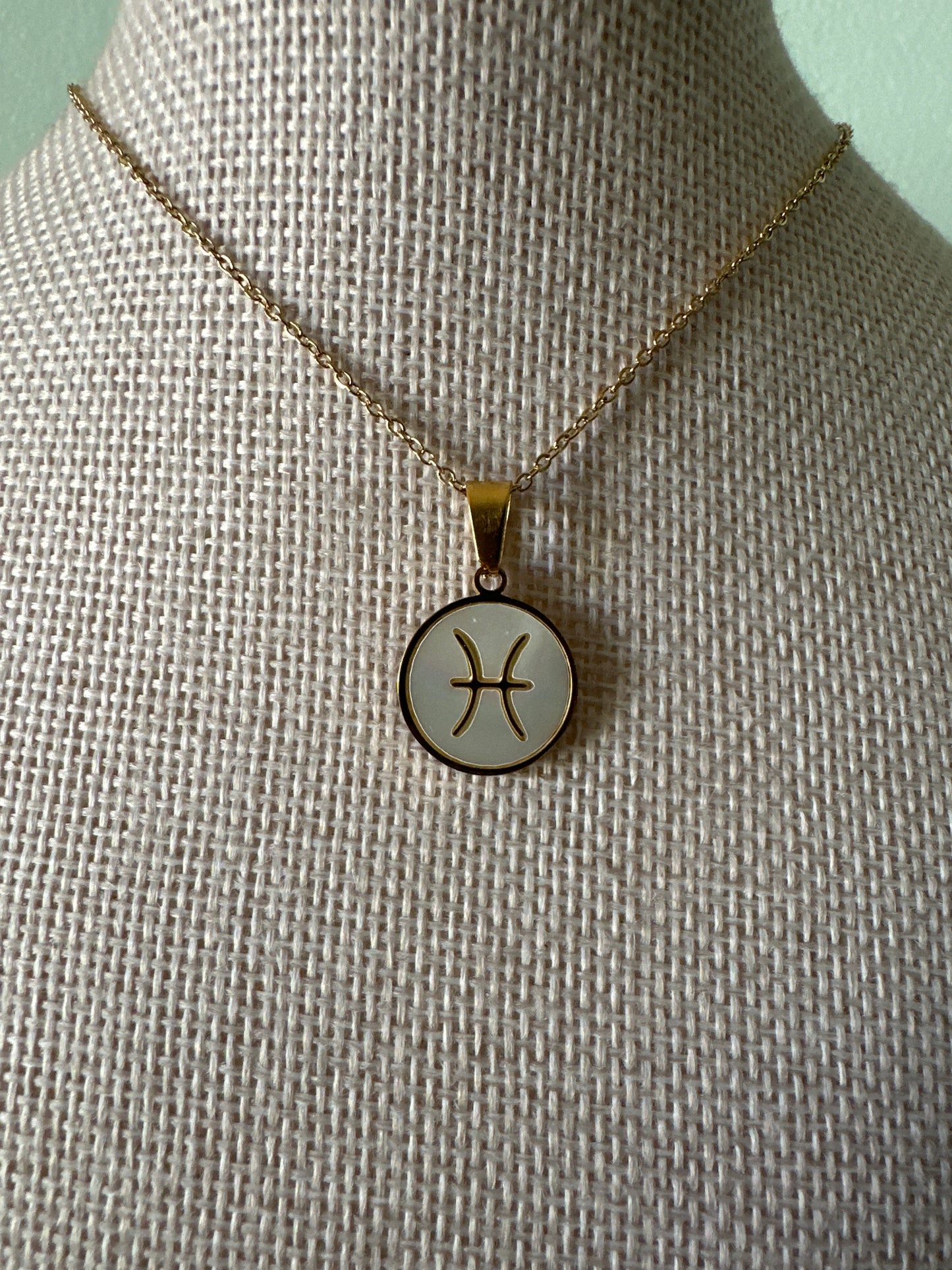White Zodiac Round Necklace