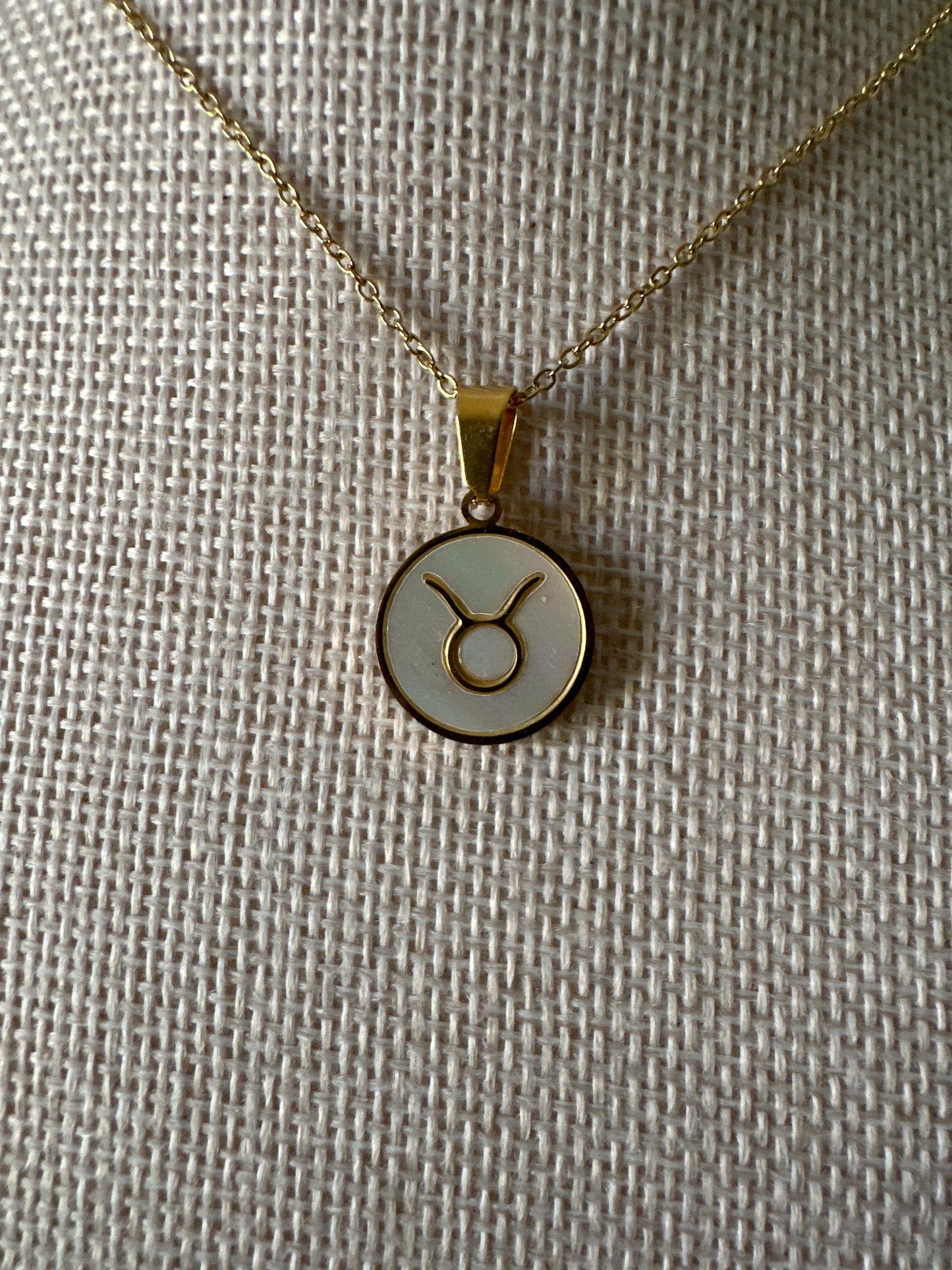 White Zodiac Round Necklace