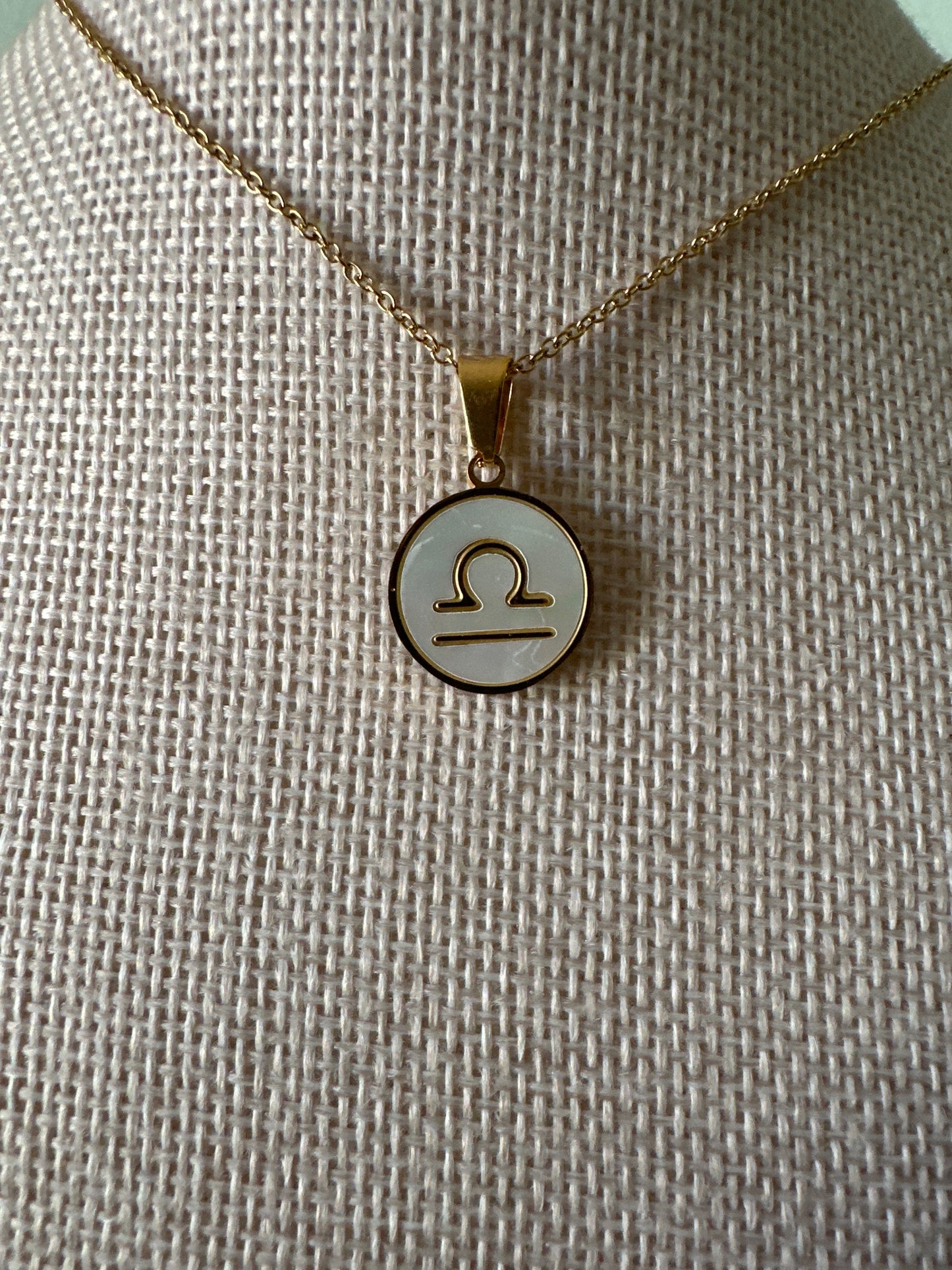 White Zodiac Round Necklace