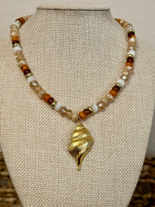 Glass Bead Shell Necklace