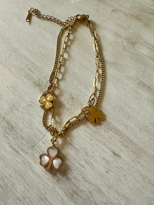 Shamrock Double Chain Anklet