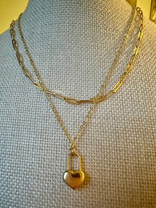 Paperclip Heart Double Necklace