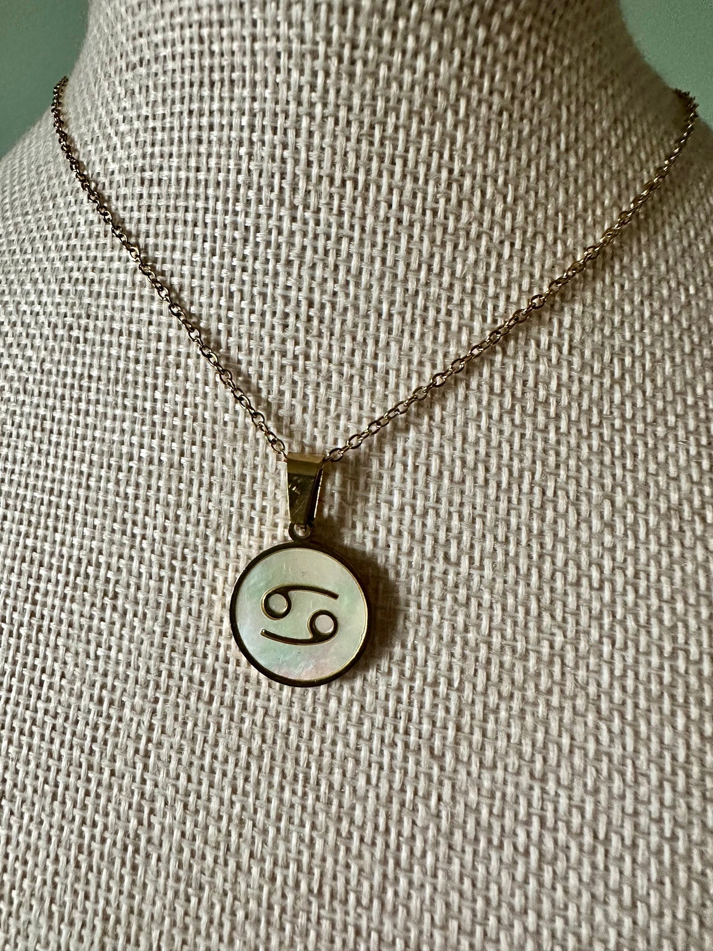 White Zodiac Round Necklace