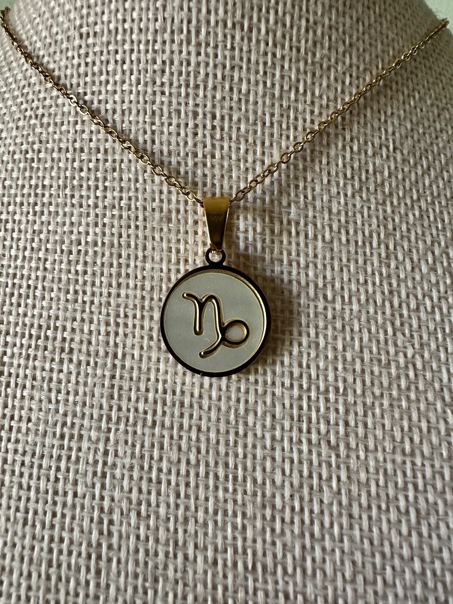 White Zodiac Round Necklace