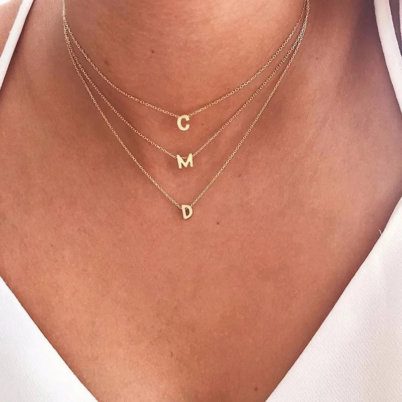 Dainty F Initial Necklace