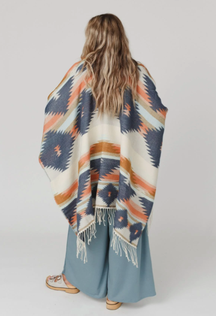 Boho Aztec Fringe Ruana