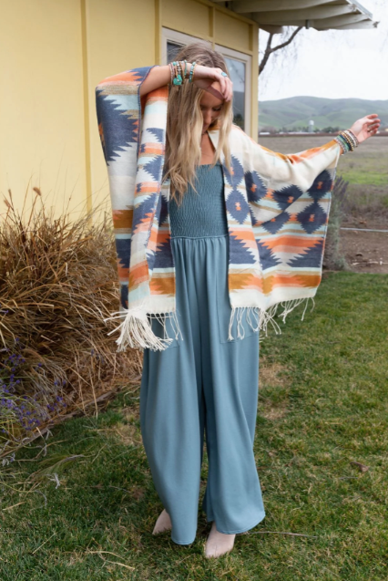 Boho Aztec Fringe Ruana