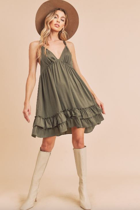 Olive Flirty Dress