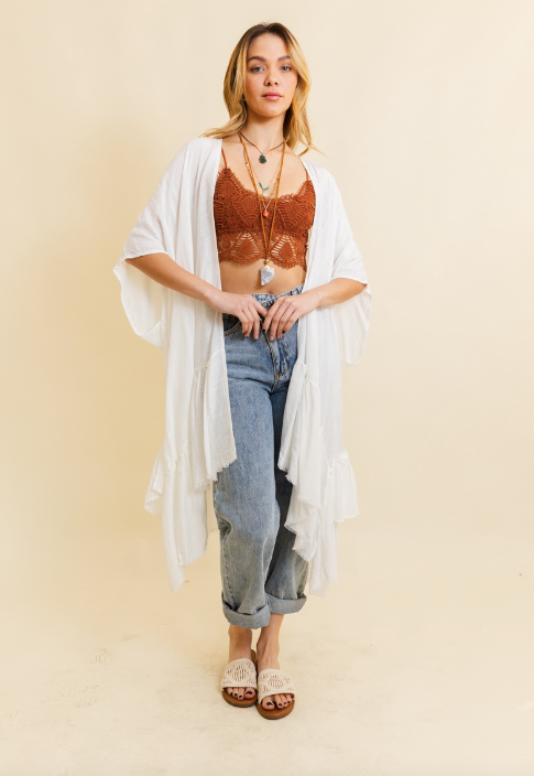 Ruffle Edge Boho Kimono