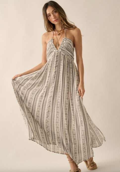 Charcoal Stripe Maxi Dress