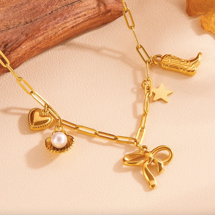 Beachy Bow Charm Necklace