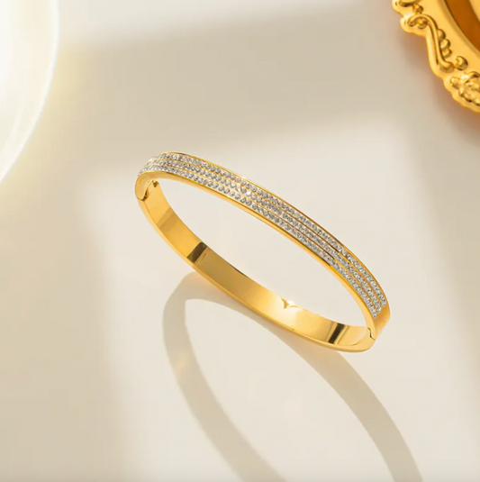 Triple Row Diamond Gold Bracelet