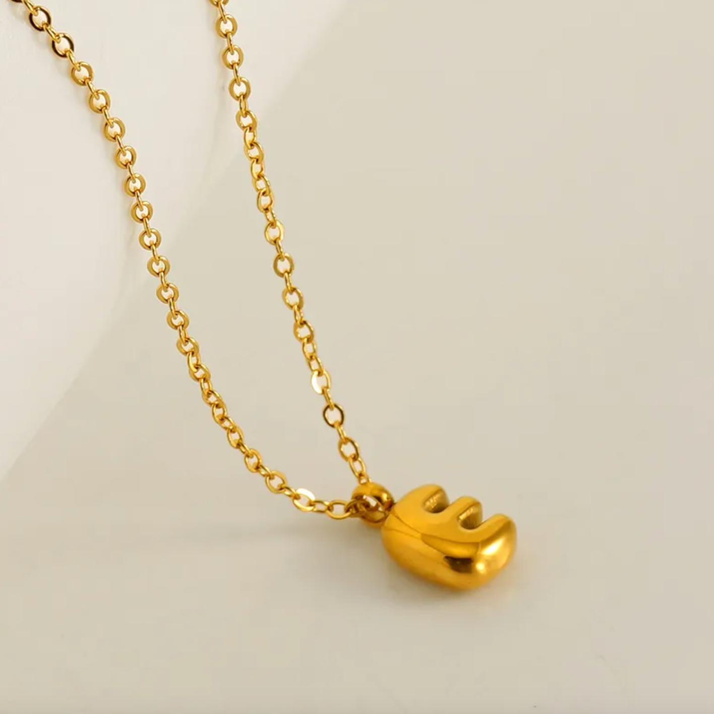 E - Tiny Bubble Letter Necklace