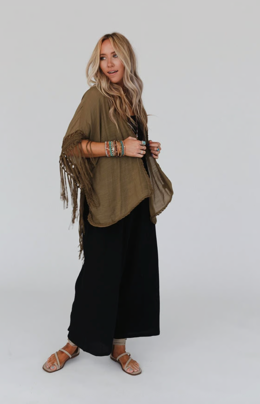 Dreamy Macramé Kimono Olive