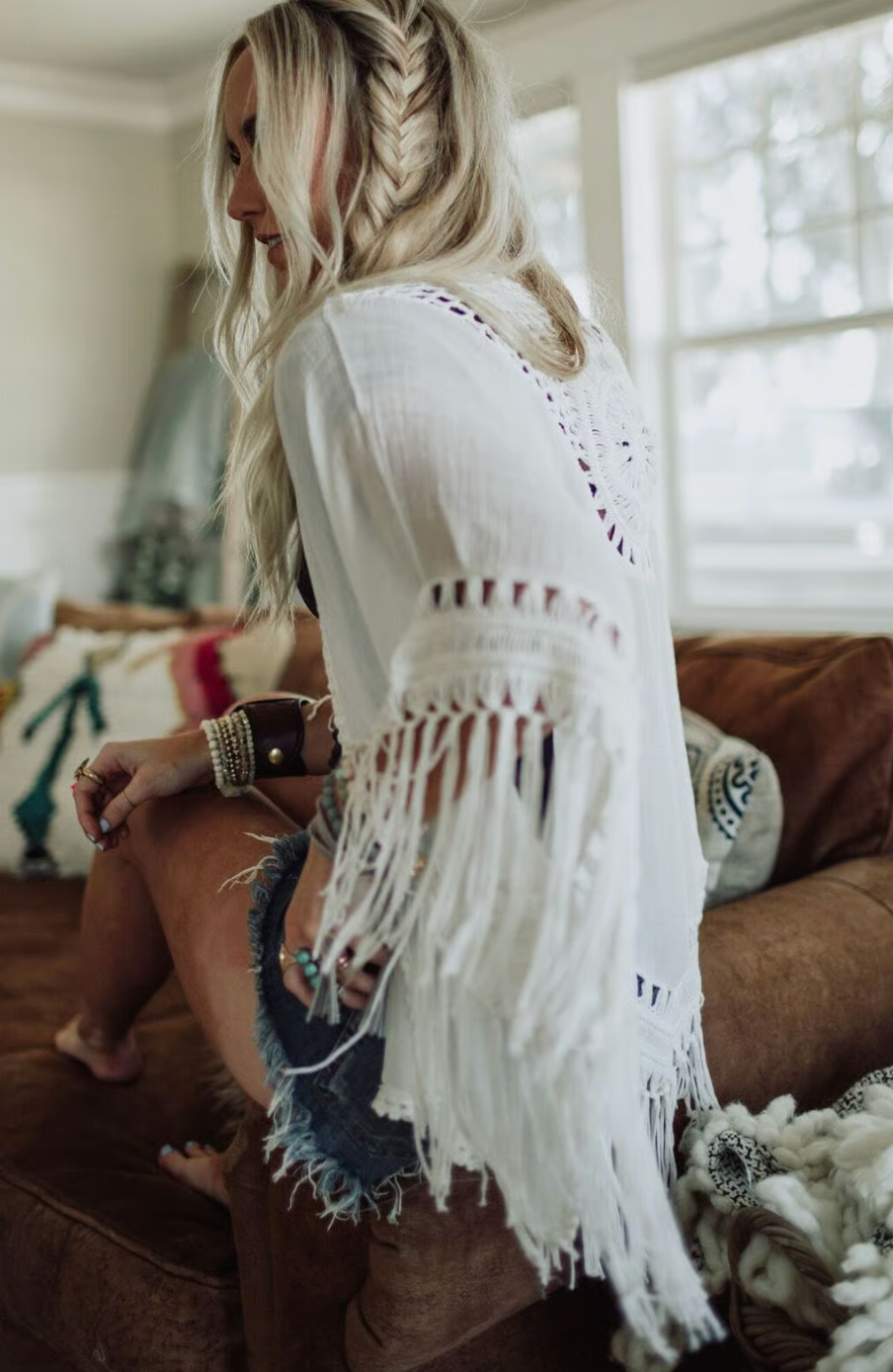 Dreamy Macramé Kimono White