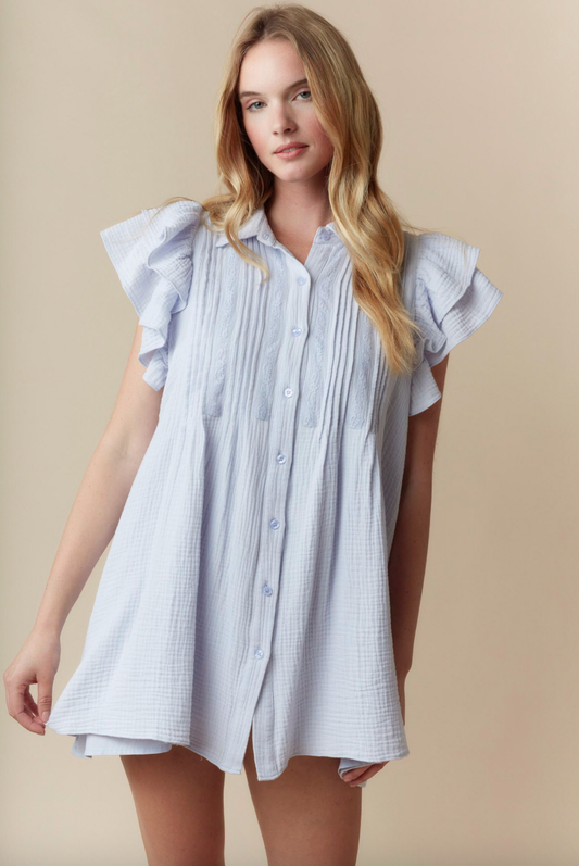 Gauze Shirt Dress Mini