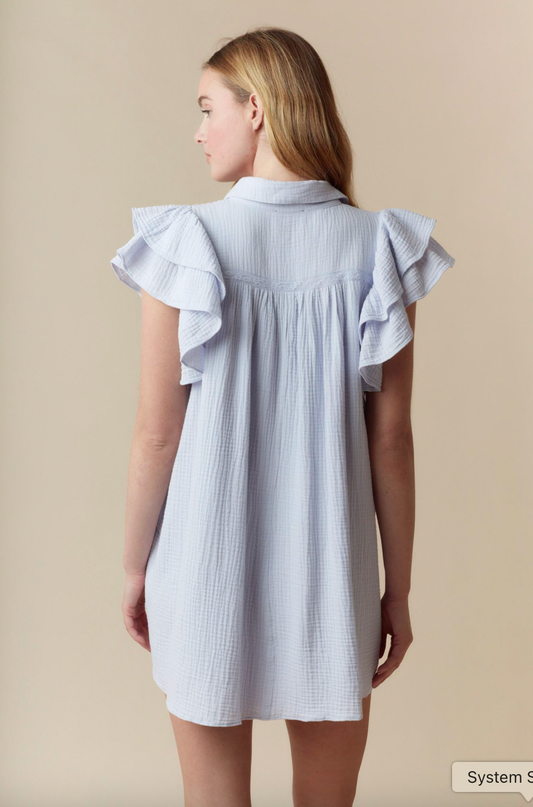 Gauze Shirt Dress Mini