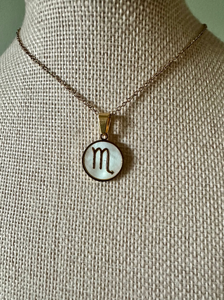 White Zodiac Round Necklace