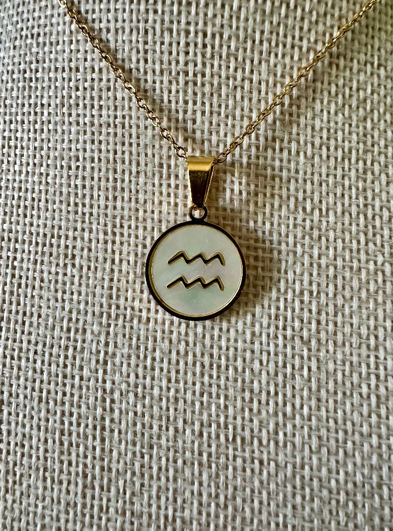 White Zodiac Round Necklace