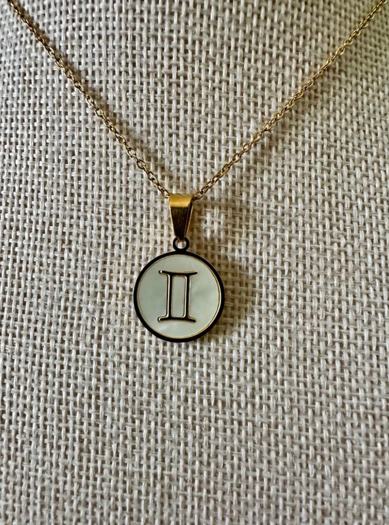 White Zodiac Round Necklace
