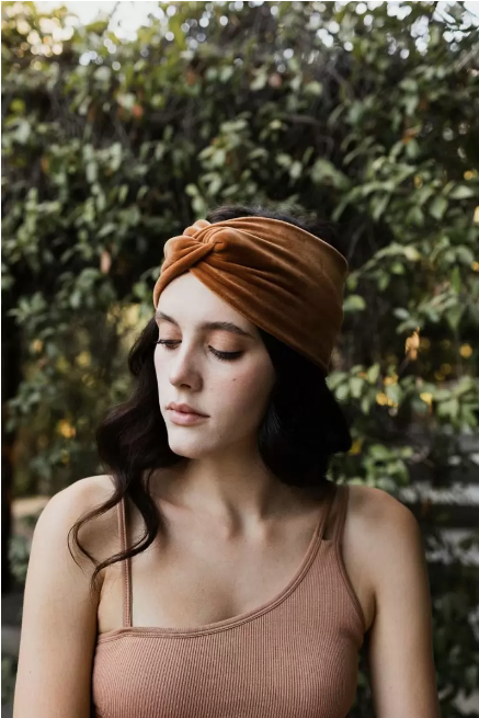 Chestnut Velvet Top Knot Headband