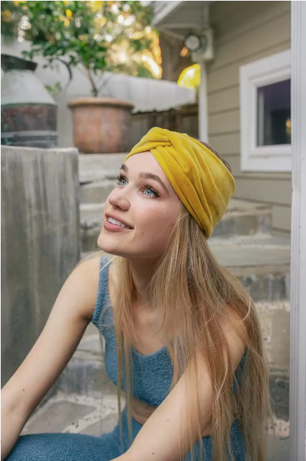 Mustard Velvet Top Knot Headband